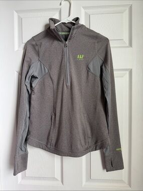 Abercrombie & Fitch Gray Half-Zip Pullover with Lime Logo